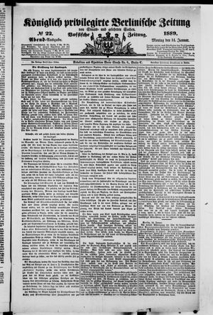 Königlich privilegirte Berlinische Zeitung von Staats- und gelehrten Sachen on Jan 14, 1889