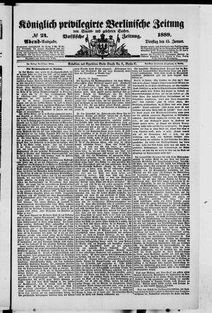 Königlich privilegirte Berlinische Zeitung von Staats- und gelehrten Sachen vom 15.01.1889