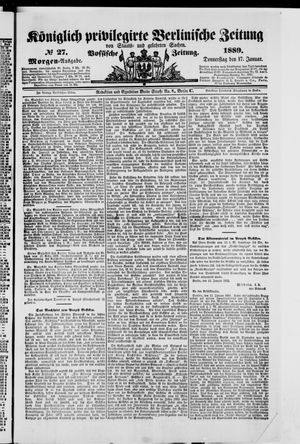 Königlich privilegirte Berlinische Zeitung von Staats- und gelehrten Sachen vom 17.01.1889