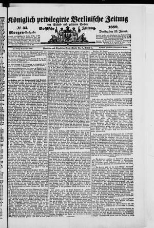 Königlich privilegirte Berlinische Zeitung von Staats- und gelehrten Sachen vom 22.01.1889