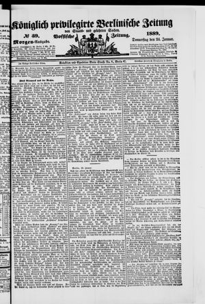 Königlich privilegirte Berlinische Zeitung von Staats- und gelehrten Sachen vom 24.01.1889