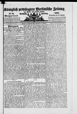 Königlich privilegirte Berlinische Zeitung von Staats- und gelehrten Sachen on Jan 31, 1889