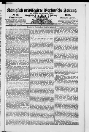 Königlich privilegirte Berlinische Zeitung von Staats- und gelehrten Sachen on Feb 4, 1889