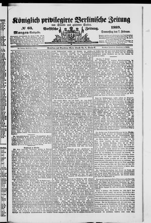 Königlich privilegirte Berlinische Zeitung von Staats- und gelehrten Sachen vom 07.02.1889