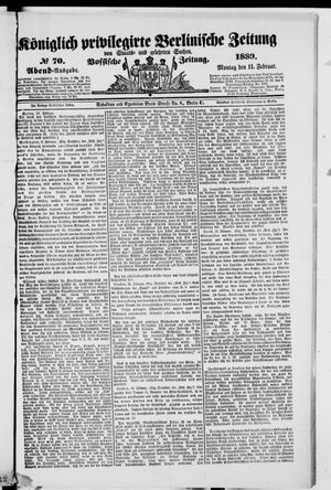 Königlich privilegirte Berlinische Zeitung von Staats- und gelehrten Sachen vom 11.02.1889