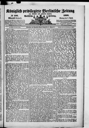Königlich privilegirte Berlinische Zeitung von Staats- und gelehrten Sachen vom 08.04.1889