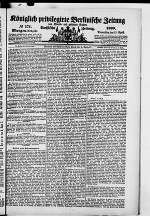 Königlich privilegirte Berlinische Zeitung von Staats- und gelehrten Sachen on Apr 11, 1889