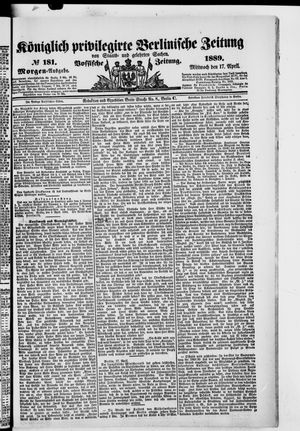Königlich privilegirte Berlinische Zeitung von Staats- und gelehrten Sachen on Apr 17, 1889