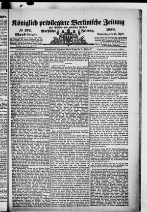 Königlich privilegirte Berlinische Zeitung von Staats- und gelehrten Sachen on Apr 25, 1889