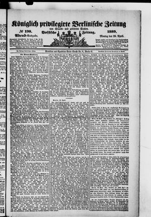 Königlich privilegirte Berlinische Zeitung von Staats- und gelehrten Sachen on Apr 29, 1889