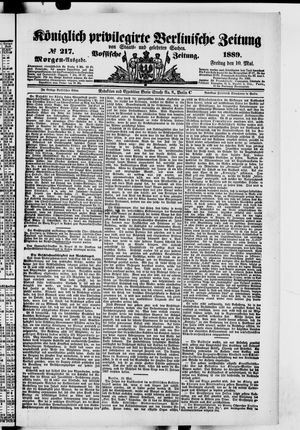 Königlich privilegirte Berlinische Zeitung von Staats- und gelehrten Sachen on May 10, 1889