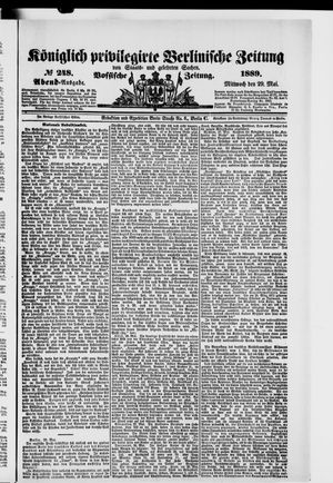 Königlich privilegirte Berlinische Zeitung von Staats- und gelehrten Sachen on May 29, 1889