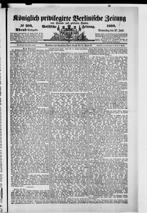 Königlich privilegirte Berlinische Zeitung von Staats- und gelehrten Sachen vom 27.06.1889