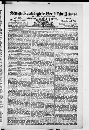 Königlich privilegirte Berlinische Zeitung von Staats- und gelehrten Sachen on Jul 4, 1889
