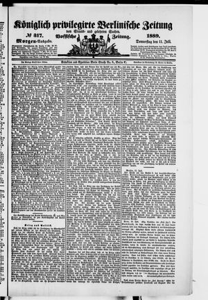 Königlich privilegirte Berlinische Zeitung von Staats- und gelehrten Sachen vom 11.07.1889