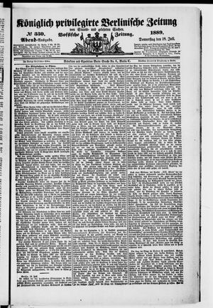 Königlich privilegirte Berlinische Zeitung von Staats- und gelehrten Sachen vom 18.07.1889