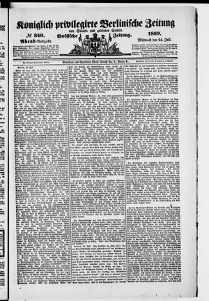 Königlich privilegirte Berlinische Zeitung von Staats- und gelehrten Sachen vom 24.07.1889