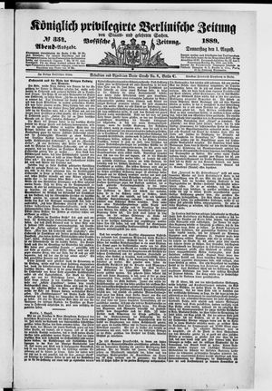 Königlich privilegirte Berlinische Zeitung von Staats- und gelehrten Sachen on Aug 1, 1889