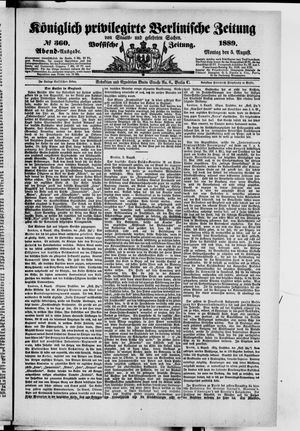 Königlich privilegirte Berlinische Zeitung von Staats- und gelehrten Sachen on Aug 5, 1889