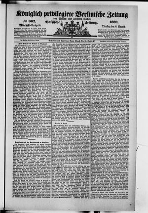 Königlich privilegirte Berlinische Zeitung von Staats- und gelehrten Sachen on Aug 6, 1889