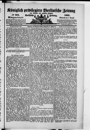 Königlich privilegirte Berlinische Zeitung von Staats- und gelehrten Sachen on Aug 7, 1889