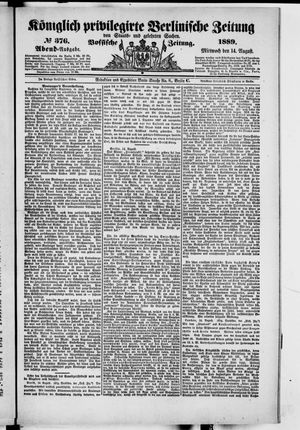 Königlich privilegirte Berlinische Zeitung von Staats- und gelehrten Sachen vom 14.08.1889
