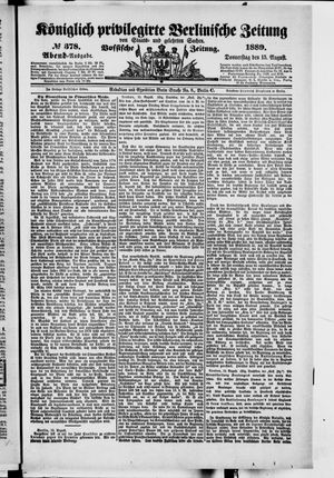 Königlich privilegirte Berlinische Zeitung von Staats- und gelehrten Sachen vom 15.08.1889