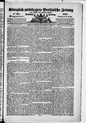 Königlich privilegirte Berlinische Zeitung von Staats- und gelehrten Sachen on Aug 20, 1889