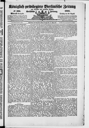 Königlich privilegirte Berlinische Zeitung von Staats- und gelehrten Sachen on Aug 20, 1889