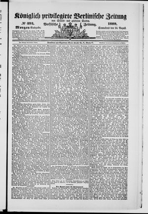 Königlich privilegirte Berlinische Zeitung von Staats- und gelehrten Sachen vom 24.08.1889
