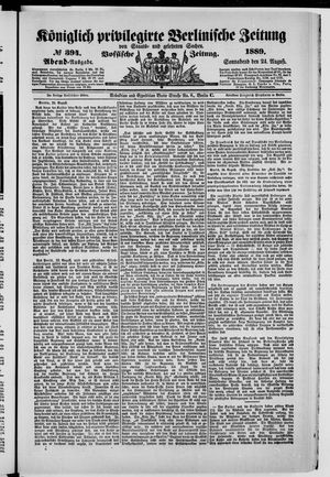 Königlich privilegirte Berlinische Zeitung von Staats- und gelehrten Sachen vom 24.08.1889