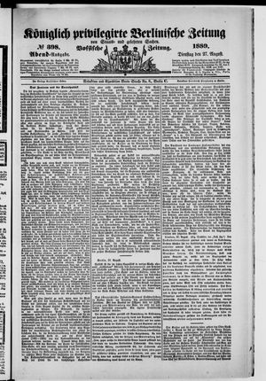 Königlich privilegirte Berlinische Zeitung von Staats- und gelehrten Sachen vom 27.08.1889