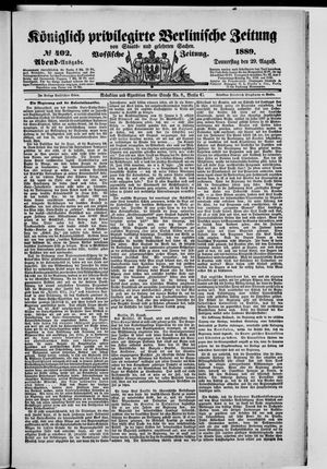 Königlich privilegirte Berlinische Zeitung von Staats- und gelehrten Sachen vom 29.08.1889