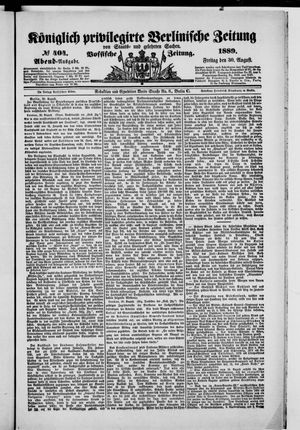 Königlich privilegirte Berlinische Zeitung von Staats- und gelehrten Sachen vom 30.08.1889