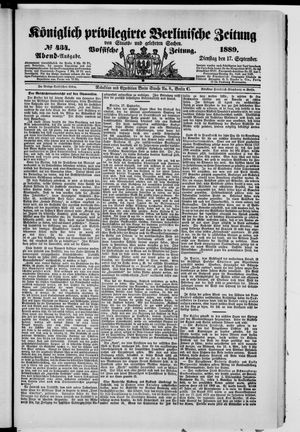 Königlich privilegirte Berlinische Zeitung von Staats- und gelehrten Sachen vom 17.09.1889