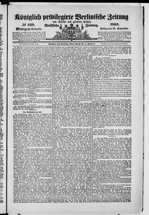 Königlich privilegirte Berlinische Zeitung von Staats- und gelehrten Sachen vom 20.09.1889