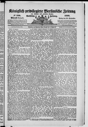 Königlich privilegirte Berlinische Zeitung von Staats- und gelehrten Sachen vom 20.09.1889