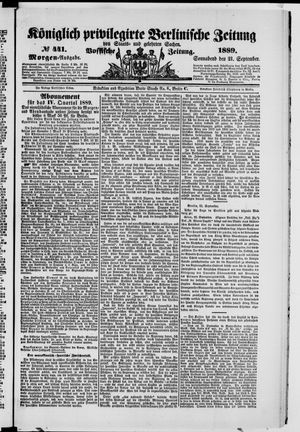 Königlich privilegirte Berlinische Zeitung von Staats- und gelehrten Sachen vom 21.09.1889