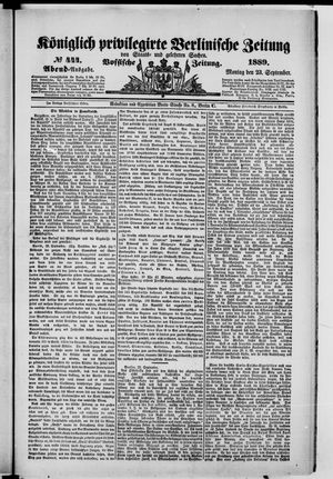 Königlich privilegirte Berlinische Zeitung von Staats- und gelehrten Sachen vom 23.09.1889