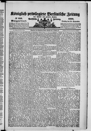 Königlich privilegirte Berlinische Zeitung von Staats- und gelehrten Sachen vom 24.09.1889