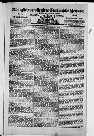 Königlich privilegirte Berlinische Zeitung von Staats- und gelehrten Sachen on Jan 2, 1890