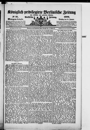 Königlich privilegirte Berlinische Zeitung von Staats- und gelehrten Sachen vom 14.01.1890