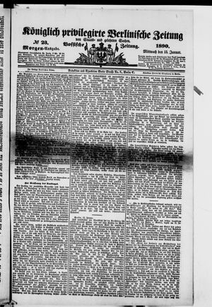 Königlich privilegirte Berlinische Zeitung von Staats- und gelehrten Sachen vom 15.01.1890