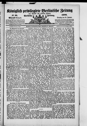 Königlich privilegirte Berlinische Zeitung von Staats- und gelehrten Sachen on Jan 21, 1890