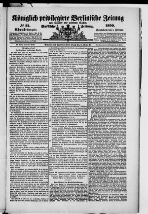 Königlich privilegirte Berlinische Zeitung von Staats- und gelehrten Sachen vom 01.02.1890