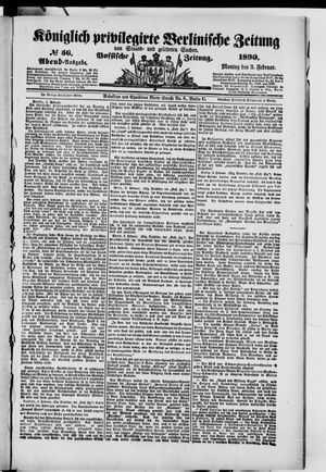 Königlich privilegirte Berlinische Zeitung von Staats- und gelehrten Sachen on Feb 3, 1890