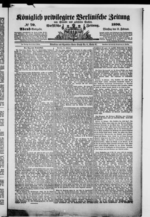 Königlich privilegirte Berlinische Zeitung von Staats- und gelehrten Sachen vom 11.02.1890