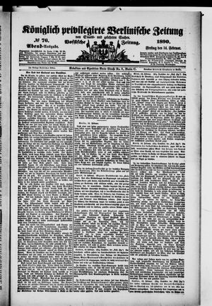 Königlich privilegirte Berlinische Zeitung von Staats- und gelehrten Sachen vom 14.02.1890