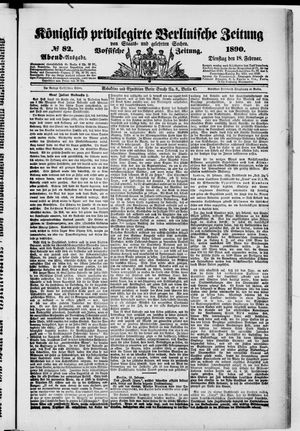 Königlich privilegirte Berlinische Zeitung von Staats- und gelehrten Sachen vom 18.02.1890
