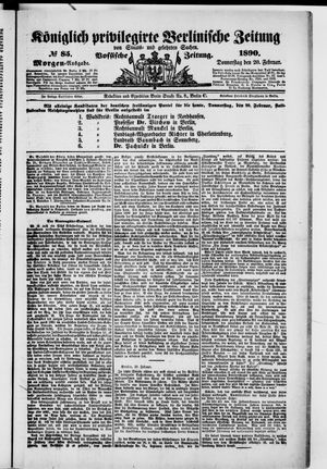 Königlich privilegirte Berlinische Zeitung von Staats- und gelehrten Sachen vom 20.02.1890
